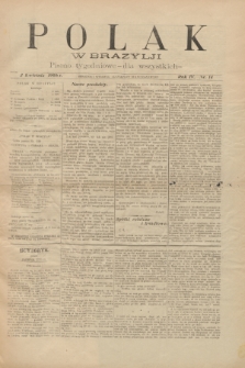 Polak w Brazylji : pismo tygodniowe dla wszystkich. R.4, nr 14 (3 kwietnia 1908) + dod.