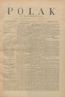 Polak w Brazylji : pismo tygodniowe dla wszystkich. R.4, nr 15 (10 kwietnia 1908) + dod.