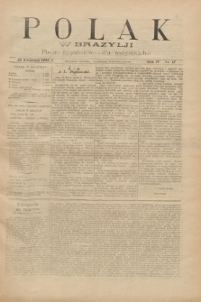 Polak w Brazylji : pismo tygodniowe dla wszystkich. R.4, nr 17 (24 kwietnia 1908) + dod.