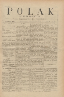 Polak w Brazylji : pismo tygodniowe dla wszystkich. R.4, nr 23 (5 czerwca 1908) + dod.