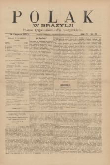 Polak w Brazylji : pismo tygodniowe dla wszystkich. R.4, nr 26 (26 czerwca 1908) + dod.