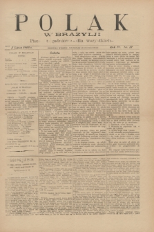 Polak w Brazylji : pismo tygodniowe dla wszystkich. R.4, nr 27 (3 lipca 1908) + dod.