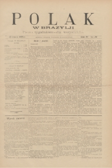 Polak w Brazylji : pismo tygodniowe dla wszystkich. R.4, nr 30 (24 lipca 1908) + dod.