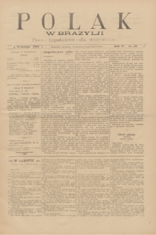 Polak w Brazylji : pismo tygodniowe dla wszystkich. R.4, nr 36 (4 września 1908) + dod.