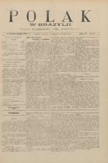 Polak w Brazylji : pismo tygodniowe dla wszystkich. R.4, nr 41 (9 października 1908) + dod.