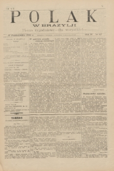 Polak w Brazylji : pismo tygodniowe dla wszystkich. R.4, nr 42 (16 października 1908) + dod.