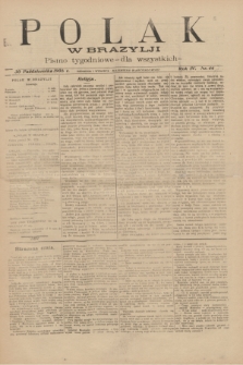 Polak w Brazylji : pismo tygodniowe dla wszystkich. R.4, nr 44 (30 października 1908) + dod.