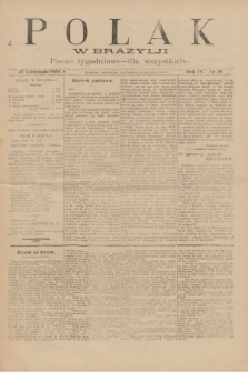 Polak w Brazylji : pismo tygodniowe dla wszystkich. R.4, nr 46 (13 listopada 1908) + dod.