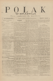 Polak w Brazylji : pismo tygodniowe dla wszystkich. R.4, nr 47 (20 listopada 1908) + dod.