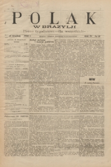 Polak w Brazylji : pismo tygodniowe dla wszystkich. R.4, nr 51 (18 grudnia 1908) + dod.