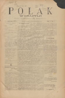 Polak w Brazylji : pismo tygodniowe dla wszystkich. R.5, nr 1 (1 stycznia 1909) + dod.