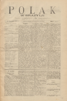 Polak w Brazylji : pismo tygodniowe dla wszystkich. R.5, nr 4 (22 stycznia 1909) + dod.