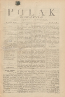 Polak w Brazylji : pismo tygodniowe dla wszystkich. R.5, nr 7 (12 lutego 1909)