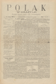 Polak w Brazylji : pismo tygodniowe dla wszystkich. R.5, nr 9 (26 lutego 1909) + dod.