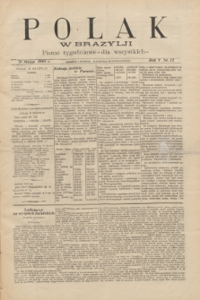 Polak w Brazylji : pismo tygodniowe dla wszystkich. R.5, nr 12 (19 marca 1909)