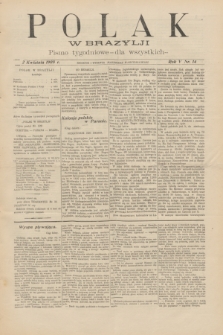 Polak w Brazylji : pismo tygodniowe dla wszystkich. R.5, nr 14 (2 kwietnia 1909) + dod.
