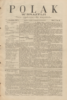 Polak w Brazylji : pismo tygodniowe dla wszystkich. R.5, nr 15 (9 kwietnia 1909)