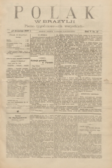 Polak w Brazylji : pismo tygodniowe dla wszystkich. R.5, nr 17 (23 kwietnia 1909) + dod.