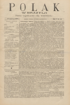 Polak w Brazylji : pismo tygodniowe dla wszystkich. R.5, nr 26 (25 czerwca 1909) + dod.