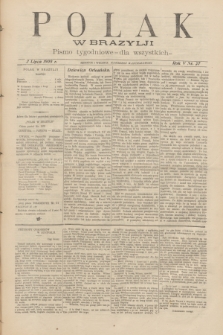Polak w Brazylji : pismo tygodniowe dla wszystkich. R.5, nr 27 (2 lipca 1909) + dod.
