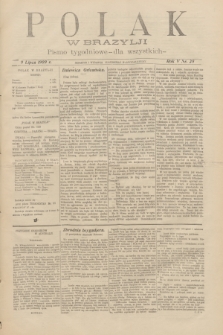 Polak w Brazylji : pismo tygodniowe dla wszystkich. R.5, nr 28 (9 lipca 1909) + dod.