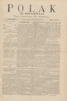 Polak w Brazylji : pismo tygodniowe dla wszystkich. R.5, nr 32 (6 sierpnia 1909) + dod.