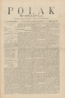 Polak w Brazylji : pismo tygodniowe dla wszystkich. R.5, nr 35 (27 sierpnia 1909) + dod.