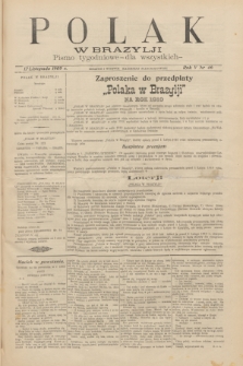 Polak w Brazylji : pismo tygodniowe dla wszystkich. R.5, nr 46 (12 listopada 1909) + dod.