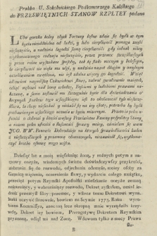 Proźba U. Sokolnickiego Podkomorzego Kaliskiego do Przeswiętnych Stanow Rzpltey podana