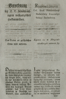 Verordnung der k. k. bevollmächtigten westgalizischen Hofkommission : Das Baden an gefährlichen Orten wird verboten. [Dat.:] Krakau am 17ten August 1798