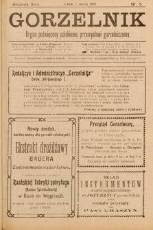 Gorzelnik : organ poświęcony polskiemu przemysłowi gorzelniczemu. R. 16, 1903, nr 5