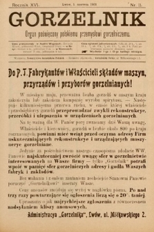 Gorzelnik : organ poświęcony polskiemu przemysłowi gorzelniczemu. R. 16, 1903, nr 11