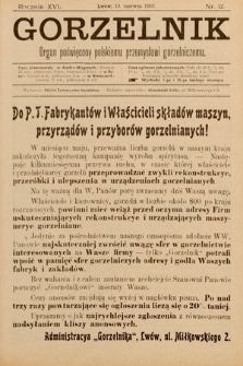 Gorzelnik : organ poświęcony polskiemu przemysłowi gorzelniczemu. R. 16, 1903, nr 12