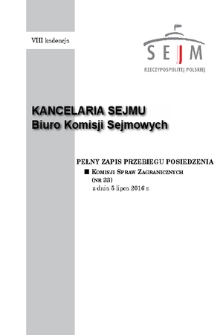 Pełny Zapis Przebiegu Posiedzenia Komisji Spraw Zagranicznych (nr 33) z dnia 5 lipca 2016 r.