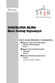 Pełny Zapis Przebiegu Posiedzenia Komisji Spraw Zagranicznych (nr 39) z dnia 21 września 2016 r.