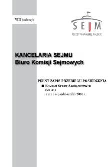 Pełny Zapis Przebiegu Posiedzenia Komisji Spraw Zagranicznych (nr 41) z dnia 4 października 2016 r.