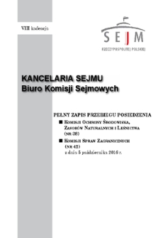 Pełny Zapis Przebiegu Posiedzenia Komisji Spraw Zagranicznych (nr 42) z dnia 5 października 2016 r.