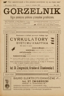 Gorzelnik : organ poświęcony polskiemu przemysłowi gorzelniczemu. R. 16, 1903, nr 15