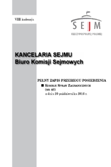 Pełny Zapis Przebiegu Posiedzenia Komisji Spraw Zagranicznych (nr 46) z dnia 20 października 2016 r.