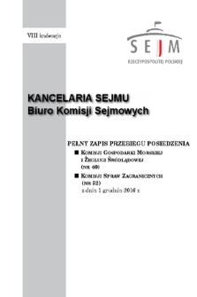 Pełny Zapis Przebiegu Posiedzenia Komisji Spraw Zagranicznych (nr 52) z dnia 1 grudnia 2016 r.