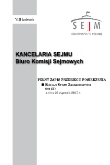 Pełny Zapis Przebiegu Posiedzenia Komisji Spraw Zagranicznych (nr 55) z dnia 26 stycznia 2017 r.