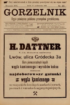 Gorzelnik : organ poświęcony polskiemu przemysłowi gorzelniczemu. R. 16, 1903, nr 20