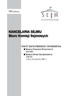 Pełny Zapis Przebiegu Posiedzenia Komisji Spraw Zagranicznych (nr 74) z dnia 13 września 2017 r.