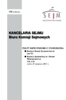 Pełny Zapis Przebiegu Posiedzenia Komisji Spraw Zagranicznych (nr 77) z dnia 27 września 2017 r.