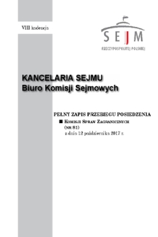 Pełny Zapis Przebiegu Posiedzenia Komisji Spraw Zagranicznych (nr 81) z dnia 12 października 2017 r.