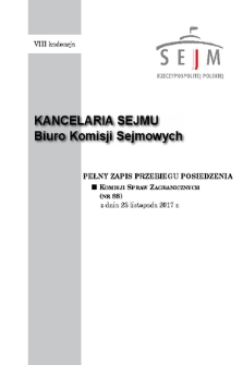 Pełny Zapis Przebiegu Posiedzenia Komisji Spraw Zagranicznych (nr 88) z dnia 23 listopada 2017 r.