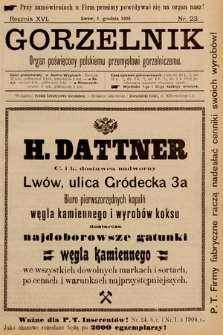 Gorzelnik : organ poświęcony polskiemu przemysłowi gorzelniczemu. R. 16, 1903, nr 23