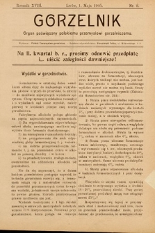 Gorzelnik : organ poświęcony polskiemu przemysłowi gorzelniczemu. R. 18, 1905, nr 9
