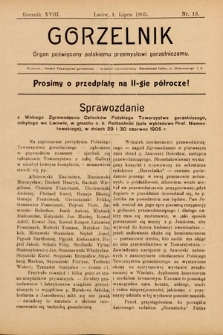 Gorzelnik : organ poświęcony polskiemu przemysłowi gorzelniczemu. R. 18, 1905, nr 13