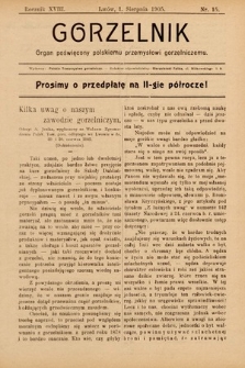 Gorzelnik : organ poświęcony polskiemu przemysłowi gorzelniczemu. R. 18, 1905, nr 15